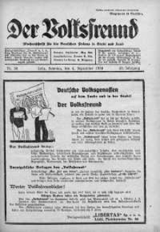 Der Volksfreund: Wochenschrift fur die Deutschen Polens in Stadt und Land 4 wrzesień 1938 nr 36
