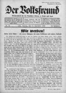 Der Volksfreund: Wochenschrift fur die Deutschen Polens in Stadt und Land 11 wrzesień 1938 nr 37