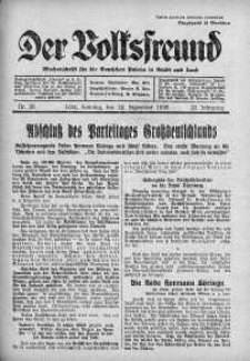 Der Volksfreund: Wochenschrift fur die Deutschen Polens in Stadt und Land 18 wrzesień 1938 nr 38