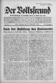 Der Volksfreund: Wochenschrift fur die Deutschen Polens in Stadt und Land 25 wrzesień 1938 nr 39