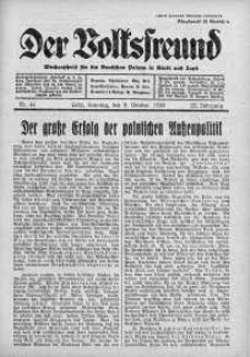 Der Volksfreund: Wochenschrift fur die Deutschen Polens in Stadt und Land 9 październik 1938 nr 41