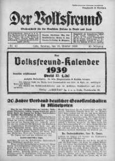 Der Volksfreund: Wochenschrift fur die Deutschen Polens in Stadt und Land 16 październik 1938 nr 42