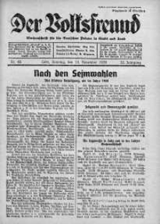 Der Volksfreund: Wochenschrift fur die Deutschen Polens in Stadt und Land 13 listopad 1938 nr 46
