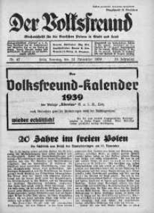 Der Volksfreund: Wochenschrift fur die Deutschen Polens in Stadt und Land 20 listopad 1938 nr 47