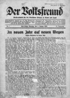 Der Volksfreund: Wochenschrift fur die Deutschen Polens in Stadt und Land 1 styczeń 1939 nr 1