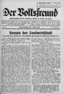 Der Volksfreund: Wochenschrift fur die Deutschen Polens in Stadt und Land 2 kwiecień 1939 nr 14