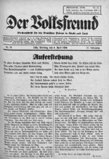 Der Volksfreund: Wochenschrift fur die Deutschen Polens in Stadt und Land 9 kwiecień 1939 nr 15