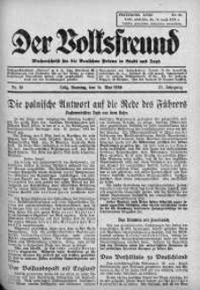 Der Volksfreund: Wochenschrift fur die Deutschen Polens in Stadt und Land 14 maj 1939 nr 20