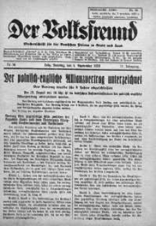 Der Volksfreund: Wochenschrift fur die Deutschen Polens in Stadt und Land 3 wrzesień 1939 nr 36