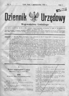 Dziennik Urzędowy Województwa Łódzkiego 1 październik 1920 nr 6