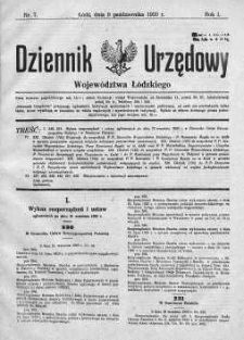 Dziennik Urzędowy Województwa Łódzkiego 9 październik 1920 nr 7