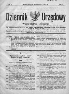 Dziennik Urzędowy Województwa Łódzkiego 23 październik 1920 nr 9