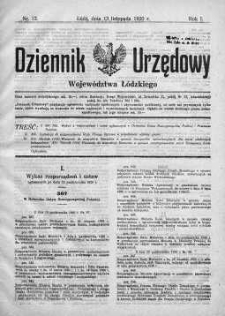 Dziennik Urzędowy Województwa Łódzkiego 13 listopad 1920 nr 12