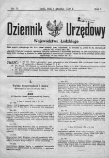Dziennik Urzędowy Województwa Łódzkiego 4 grudzień 1920 nr 15