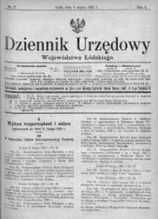 Dziennik Urzędowy Województwa Łódzkiego 5 marzec 1921 nr 9