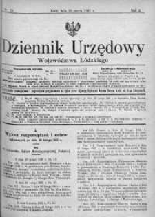 Dziennik Urzędowy Województwa Łódzkiego 19 marzec 1921 nr 11