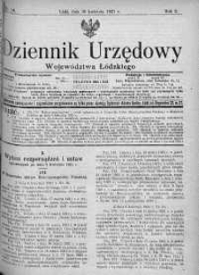 Dziennik Urzędowy Województwa Łódzkiego 30 kwiecień 1921 nr 16
