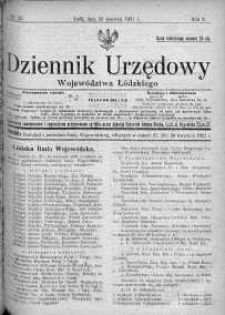 Dziennik Urzędowy Województwa Łódzkiego 20 czerwiec 1921 nr 22