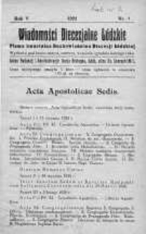 Wiadomości Diecezjalne Łódzkie. Pismo kwartalne Duchowieństwa Diecezji Łódzkiej 1925 nr 1