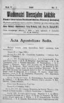 Wiadomości Diecezjalne Łódzkie. Pismo kwartalne Duchowieństwa Diecezji Łódzkiej 1925 nr 3