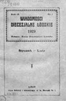 Wiadomości Diecezjalne Łódzkie 1929 nr 1