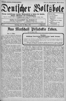 Deutscher Volksbote: Wechenschrift fur Politik, Kulture, Wirtschaft und Verstandigung. Organ des "Deutschen Kultur - und Wirtschaftsbundes in Polen" 18 marzec 1934 nr 11