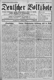 Deutscher Volksbote: Wechenschrift fur Politik, Kulture, Wirtschaft und Verstandigung. Organ des "Deutschen Kultur - und Wirtschaftsbundes in Polen" 7 październik 1934 nr 40