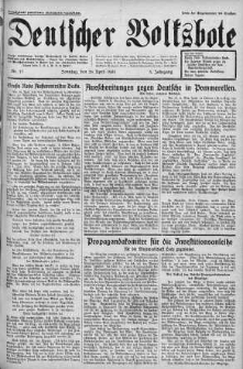 Deutscher Volksbote: Wechenschrift fur Politik, Kulture, Wirtschaft und Verstandigung. Organ des "Deutschen Kultur - und Wirtschaftsbundes in Polen" 28 kwiecień 1935 nr 17