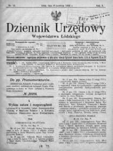 Dziennik Urzędowy Województwa Łódzkiego 8 kwiecień 1922 nr 15