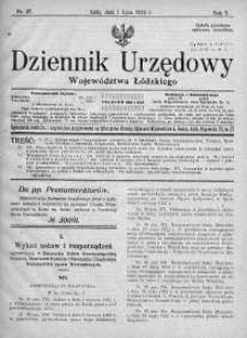 Dziennik Urzędowy Województwa Łódzkiego 1 lipiec 1922 nr 27