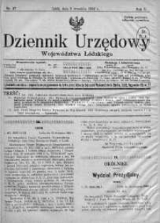 Dziennik Urzędowy Województwa Łódzkiego 9 wrzesień 1922 nr 37