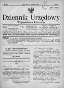 Dziennik Urzędowy Województwa Łódzkiego 23 wrzesień 1922 nr 39