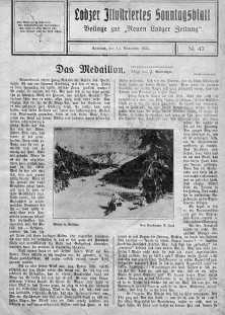 Lodzer Illustriertes Sonntagsblatt: Beilage zur ,,Neuen Lodzer Zeitung" 15 listopad 1925 nr 47