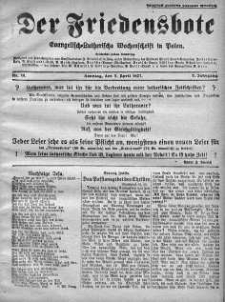 Der Friedensbote. Evangelisch-Lutherische Wochenschrift in Polen 3 kwiecień 1927 nr 14