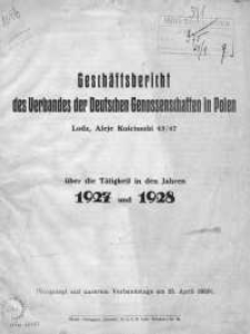 Geschäftsbericht des Verbandes der Deutschen Genossenschaften in Polen 1927-1928