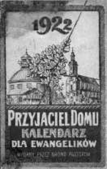 Przyjaciel Domu. Kalendarz dla Ewangelików na rok zwyczajny 1922