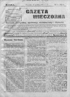 Gazeta Wieczorna. Dziennik Polityczny, Społeczny, Ekonomiczny, Literacki 10 grudzień 1914 nr 3
