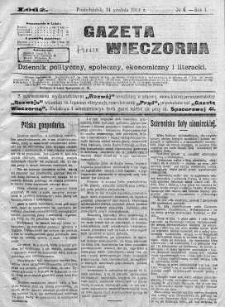 Gazeta Wieczorna. Dziennik Polityczny, Społeczny, Ekonomiczny, Literacki 14 grudzień 1914 nr 6