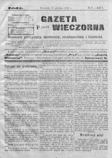 Gazeta Wieczorna. Dziennik Polityczny, Społeczny, Ekonomiczny, Literacki 17 grudzień 1914 nr 9