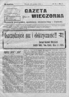 Gazeta Wieczorna. Dziennik Polityczny, Społeczny, Ekonomiczny, Literacki 22 grudzień 1914 nr 13