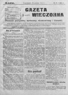 Gazeta Wieczorna. Dziennik Polityczny, Społeczny, Ekonomiczny, Literacki 28 grudzień 1914 nr 16
