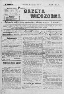 Gazeta Wieczorna. Dziennik Polityczny, Społeczny, Ekonomiczny, Literacki 14 styczeń 1915 nr 10