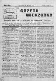Gazeta Wieczorna. Dziennik Polityczny, Społeczny, Ekonomiczny, Literacki 18 styczeń 1915 nr 14