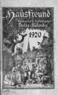 Neuer Hausfreund: Evangelisch-Lutherischer Volks-Kalender für das Jahr 1920