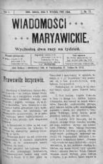 Wiadomości Maryawickie 11 wrzesień 1909 nr 72