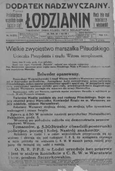 Łodzianin: Ogran Okręgu Łódzkiego Polskiej Partji Socjalistycznej 14 maj 1926 nr 19