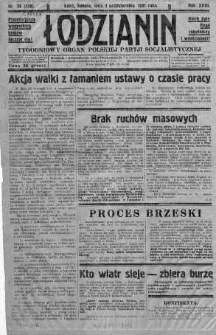 Łodzianin: Ogran Okręgu Łódzkiego Polskiej Partji Socjalistycznej 3 październik 1931 nr 39