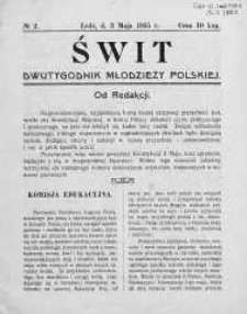 Świt. Dwutygodnik Młodzieży Polskiej 3 maj 1915 nr 2