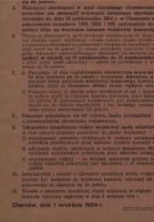 Obwieszczenie Wojskowego Komendanta Rejonowego Chorzów o przeprowadzeniu poboru w 1954 r. / Wojskowa Komenda Rejonowa Chorzów.