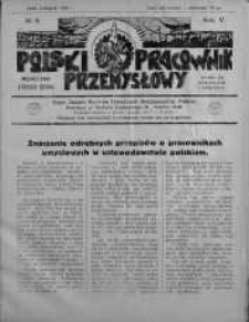 Polski Pracownik Przemysłowy. Organ Związku majstrów Fabrycznych Rzeczpospolitej Polskiej listopad R. 5. 1928/1929 nr 8